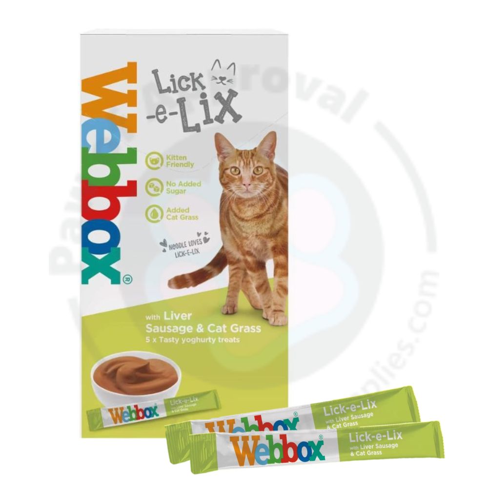 Webbox Lick-e-Lix Cat Treats with Liver Sausage & Cat Grass x5 Sachets