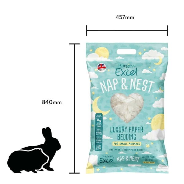 Burgess Excel Nap & Nest Luxury Paper Bedding Packaging Dimensions