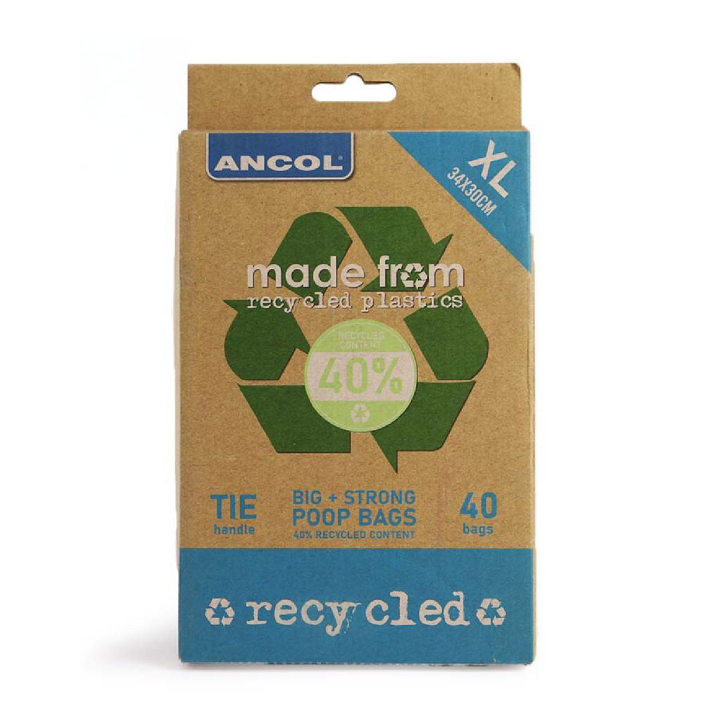 ANCOL Made From Recycled Plastics Flat Poop Bags XL 40pk